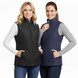 Alia Vest Lot x 2 | Lightweight Quilted Vests Black & Navy Diamond Zip Up Gilet